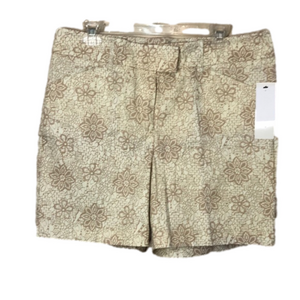New‎ HANNAH Khaki and White Print Walking Shorts Size 14 NWT Feminine